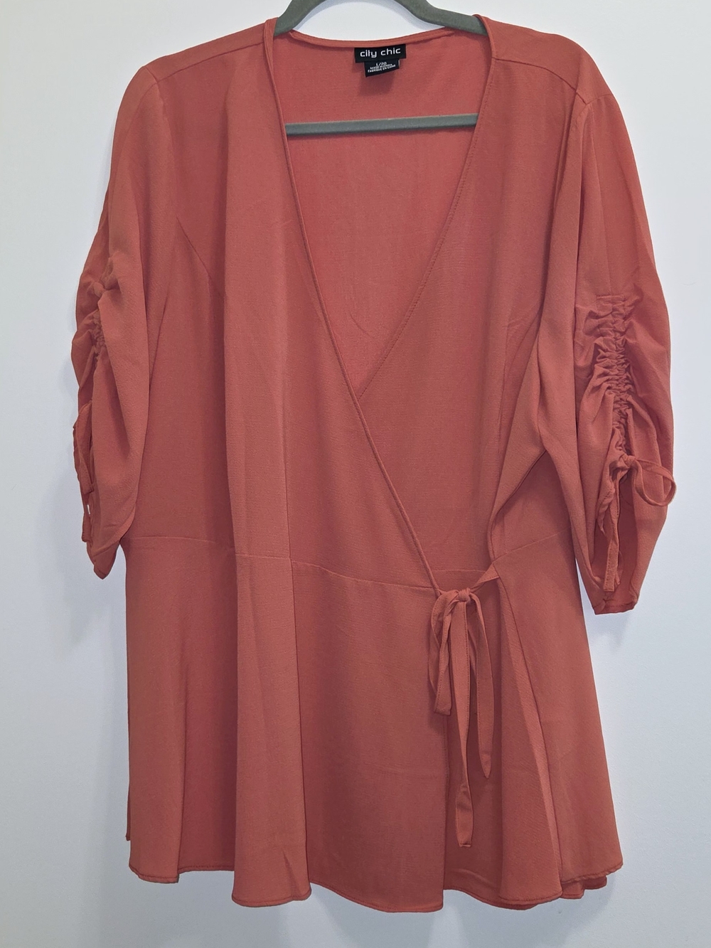 City Chic Coral Wrap Top Sz20